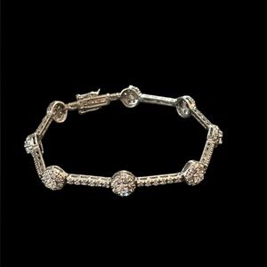 Vintage 925 sterling Rhodium plated zirconia stones bracelet